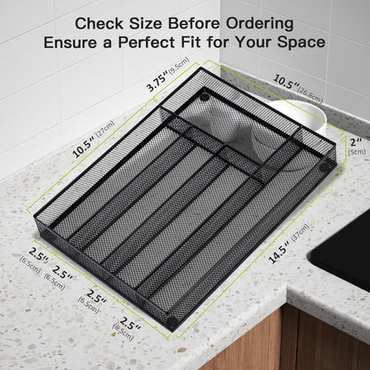 Neudeco Silverware Drawer Organizer - 5 Compartment Cutlery Tray with Non-Slip Feet, Mesh Wire Flatware Storage Divider for Kitchen, Bedroom, Living Room (Silver)