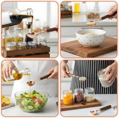 Nogeqi 1 Tablespoon Scoop, Coffee Measuring Spoon with Wood Handle, Stainless Steel Coffee Scoop for Beans,Espresso, Protein Powders, Tea, Sugar(1 Tbsp/15ml)