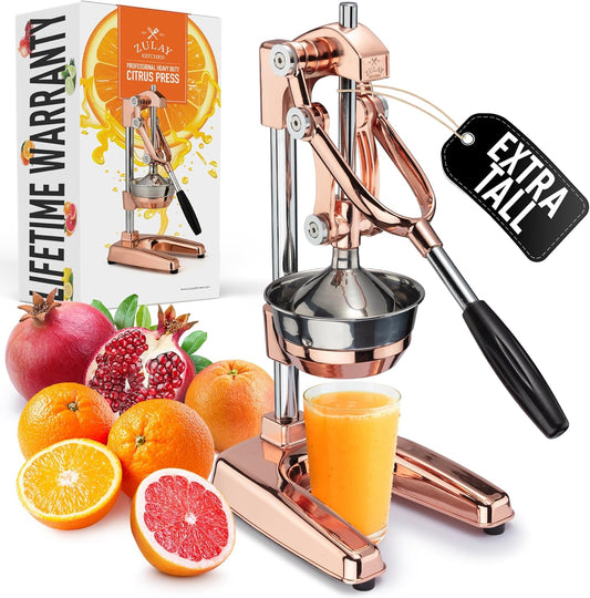 Zulay Kitchen Cast Iron Juicer - Heavy Duty Manual Juicer with Detachable Strainers for Easy Cleaning, Orange Juice Press for Citrus Fruits, Perfect for Bartenders, Juice Lovers & Health Enthusiasts