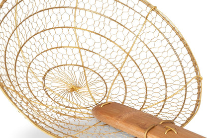 Craft Wok Small 6-Inch Brass Mesh Strainer/Spider Skimmer Zhao Li, Robust & Elegant Kitchen Tool for Frying & Straining, Authentic Oriental Cookware - / 732W7