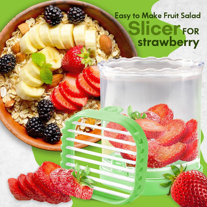 Creative Strawberry & Fruit Slicer - Detachable Cutter with Push Plate (Black)