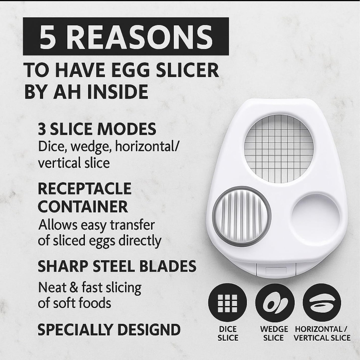 Egg Slicer for Hard Boiled Eggs – 3 in 1 Heavy Duty Stainless Steel Cutter, 3 Ways to Slice, Egg Dicer, Egg Chopper, Boiled Slicer, OXO Egg Slicer Alternative, Metal Egg Cutter