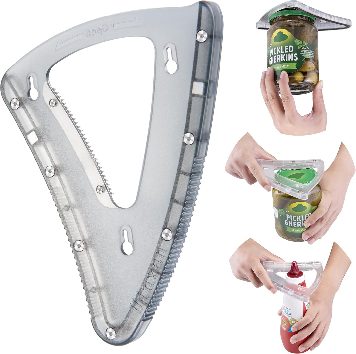 Uinxan Jar Opener for Weak Hands & Seniors, 2-in-1 Under the Cabinet & Handheld Lid Opener, Easy Bottle Cap Opening, Magnetic Storage,304 Stainless Steel Kitchen Tool, Gift for Anyone (Blue)