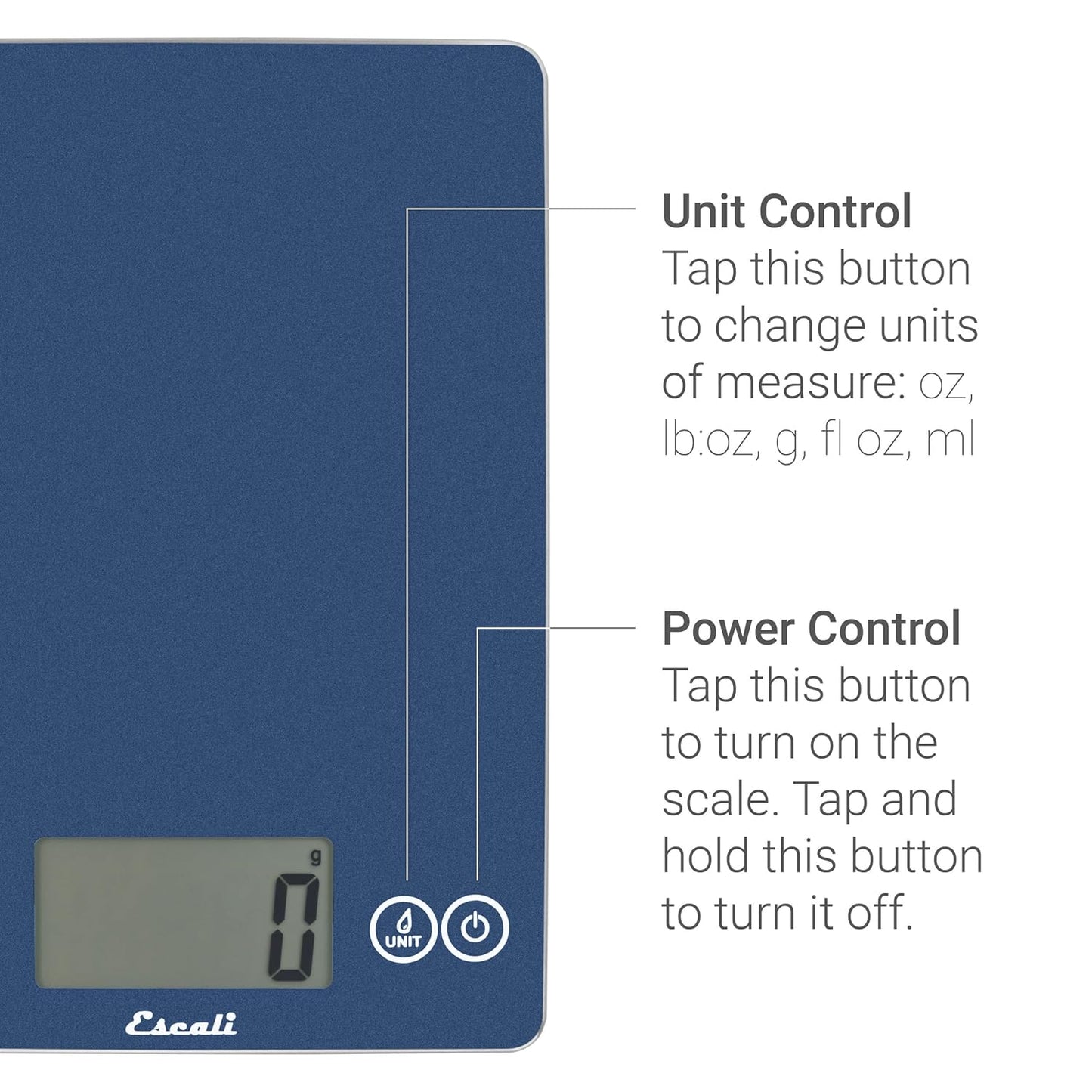 Escali Arti Glass Food Scale Digital Countertop Kitchen, Baking and Cooking Scale with Nutrition and Calorie Counter, 15-Pound Capacity, 9" x 6.5" x .75", Gray Storm