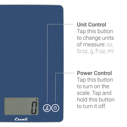 Escali Arti Glass Food Scale Digital Countertop Kitchen, Baking and Cooking Scale with Nutrition and Calorie Counter, 15-Pound Capacity, 9" x 6.5" x .75", Gray Storm
