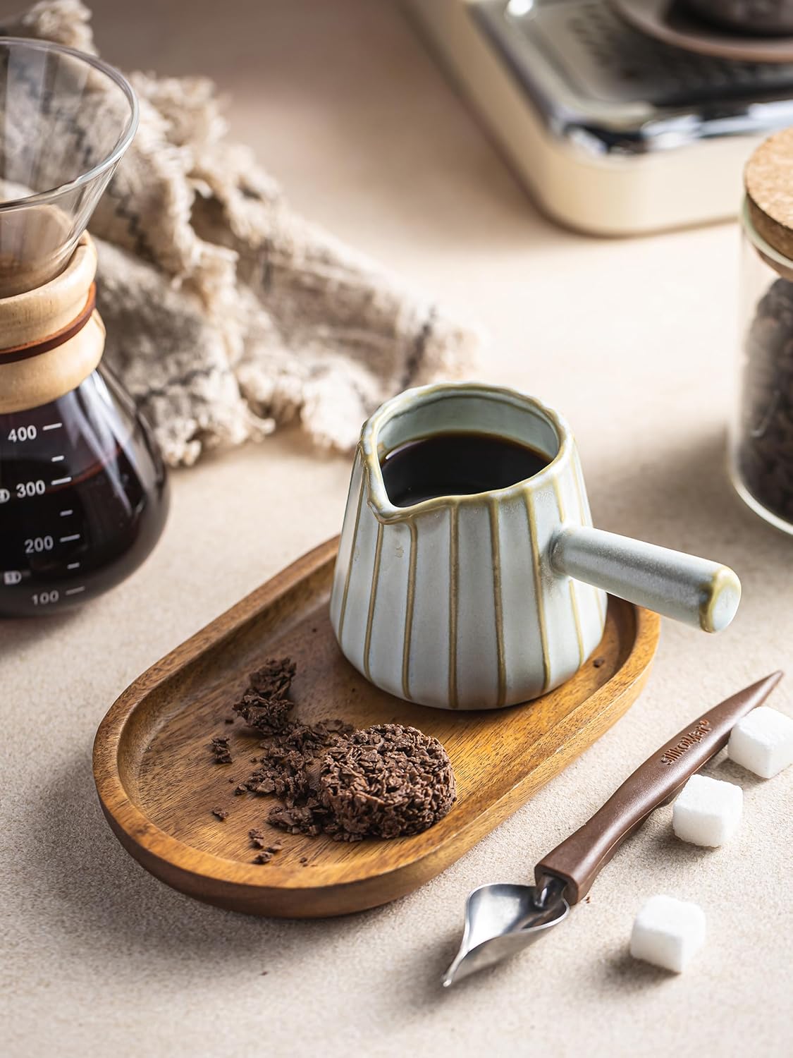 Espresso Cups Ceramic, 200ML Espresso Measuring Cup with Handle, Expresso Shots Cups with Scale, Espresso Accessories, White