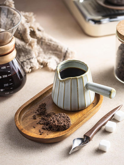 Espresso Cups Ceramic, 200ML Espresso Measuring Cup with Handle, Expresso Shots Cups with Scale, Espresso Accessories, White