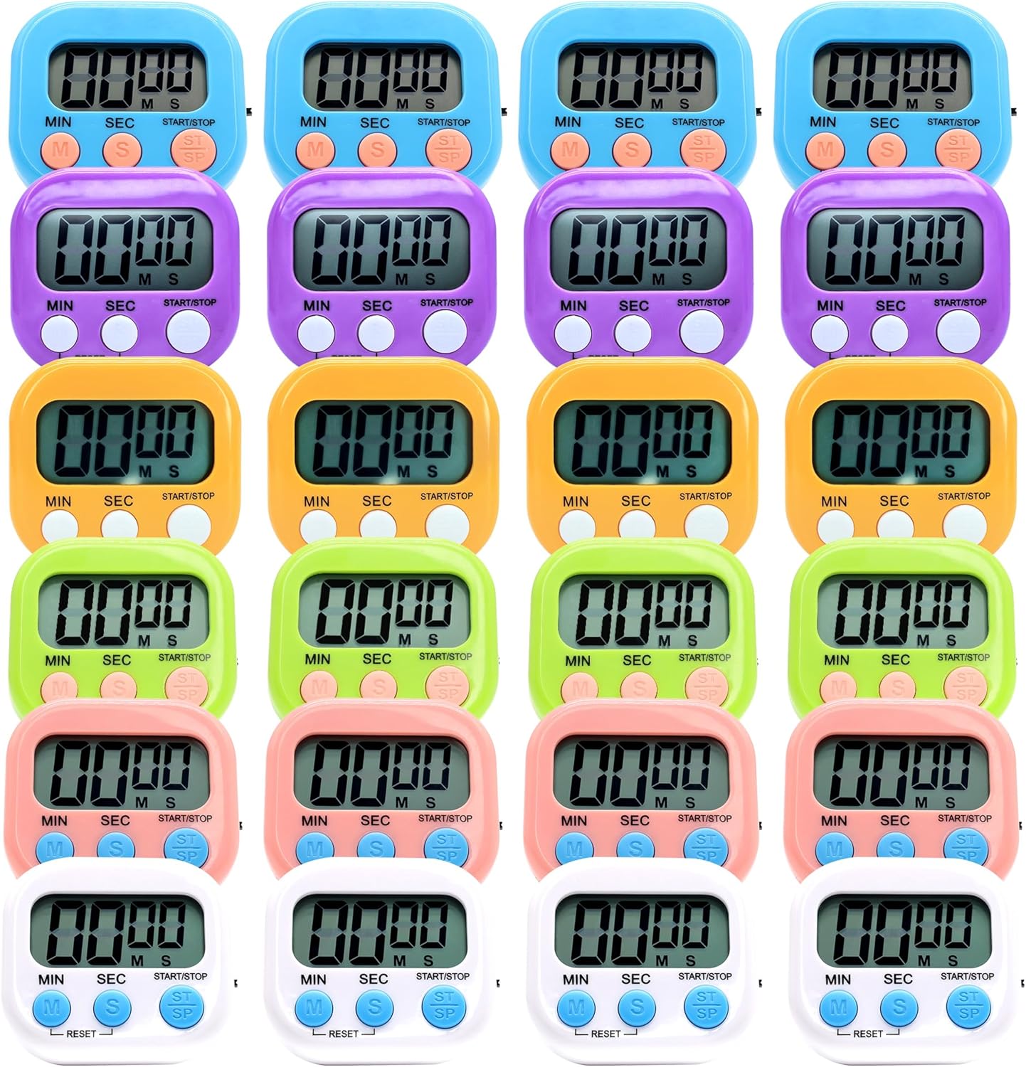 6 Pack Multi-Function Electronic Timer - Kitchen Timer,Magnetic Digital Timers,Big LCD Display, ON/Off Switch,Extensively Use in Cooking,Gym, Meeting, Classroom,Kitchen,Study,Work,Outdoor Activities