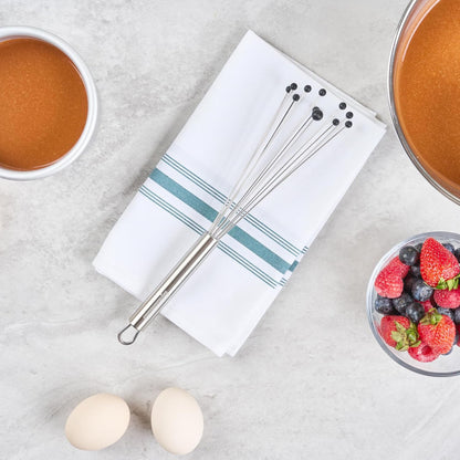 Restaurantware 10.5 in Stainless Steel Ball Whisk - German Standard Egg Beater with Ergonomic Handle, Dishwasher Safe - Manual Mixer Cooking Whisk for Baking, Stirring, Sauces, Beating