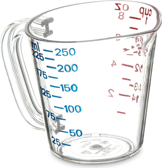 Carlisle FoodService Products 4314107 Commercial Plastic Measuring Cup, 1 Cup, Clear