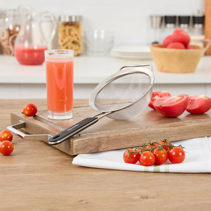 Restaurantware Fine Mesh Strainer Set of 3 Different Sizes with Silicone Handle Stainless Steel Extra Fine Mesh Strainer Heat-Resistant Handle Dishwasher-Safe for Rice, Quinoa, Pasta