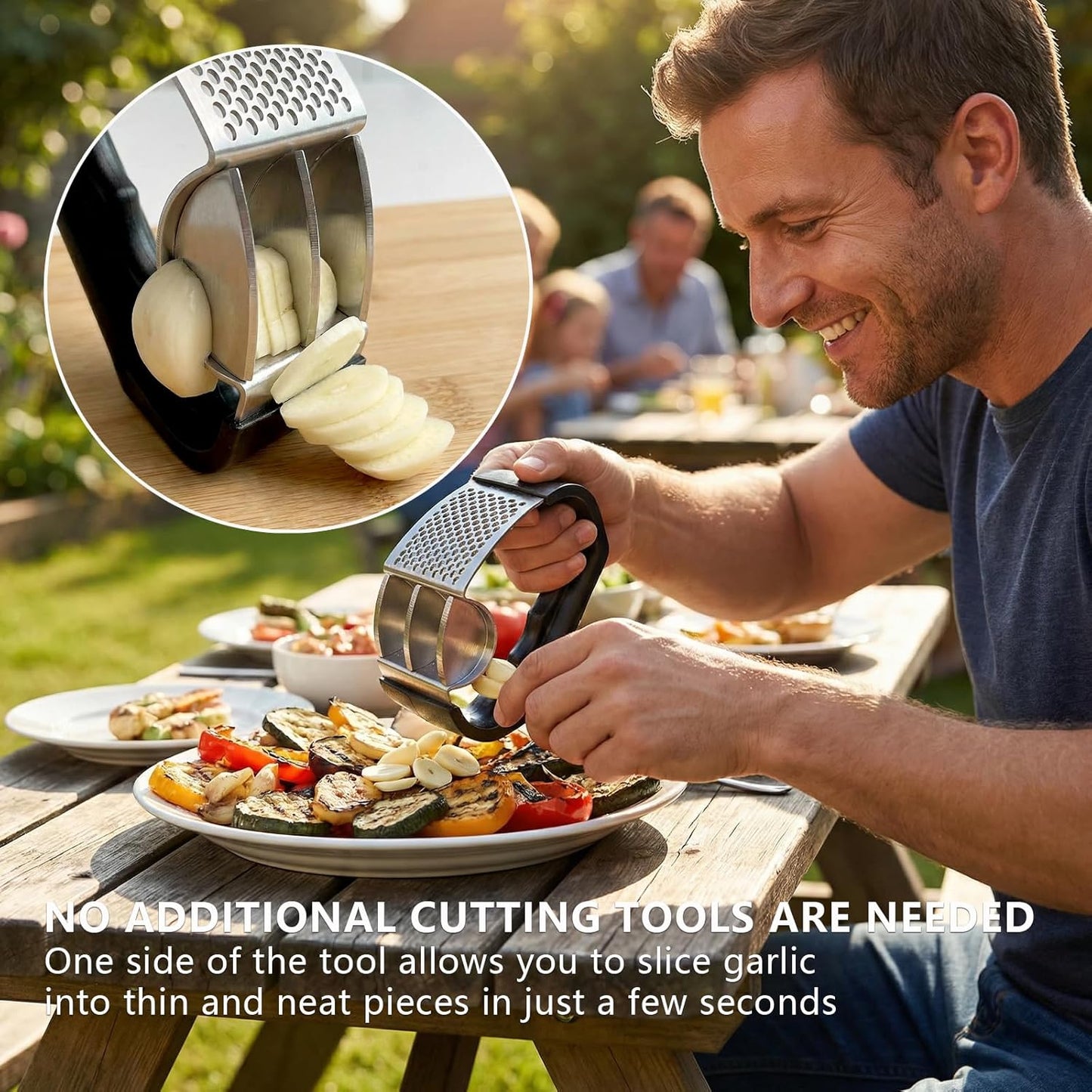 2-Pack Professional Garlic Press Set: [2-in-1 with Chopping Blade] + [Classic Heavy-Duty Rocker]. Complete Kitchen Solution with Ergonomic & Easy-Clean Handles