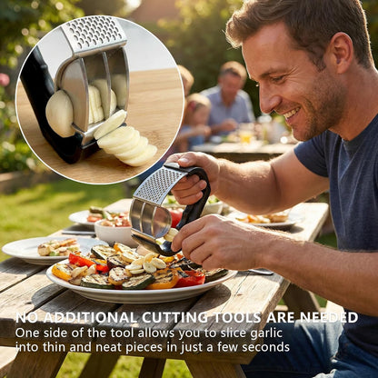 2-Pack Professional Garlic Press Set: [2-in-1 with Chopping Blade] + [Classic Heavy-Duty Rocker]. Complete Kitchen Solution with Ergonomic & Easy-Clean Handles