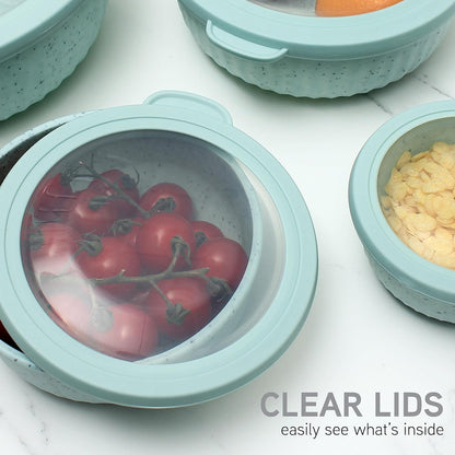 COOK WITH COLOR Prep Bowls with Lids- Wide and Deep Nesting Plastic Small Mixing Bowl Set with Lids, 8 Piece Set - Wide Bowls, Blue
