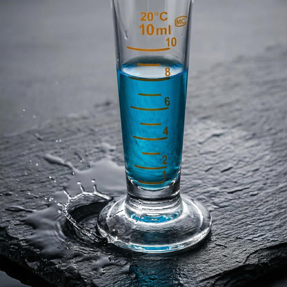 Baluue 10ml Graduated Cylinder, Borosilicate Glass Measuring Cup with Pour Spout, Conical Precise Lab Graduated Measuring Cylinder for Liquid, Science Labware