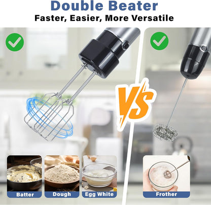 REVOTRA Immersion Blender Handheld, 6 in 1 Hand Blender, 12 Speed Stainless Steel Immersion Blender, Whisk, Chopper, Beaker, Beaters, Milk Frother