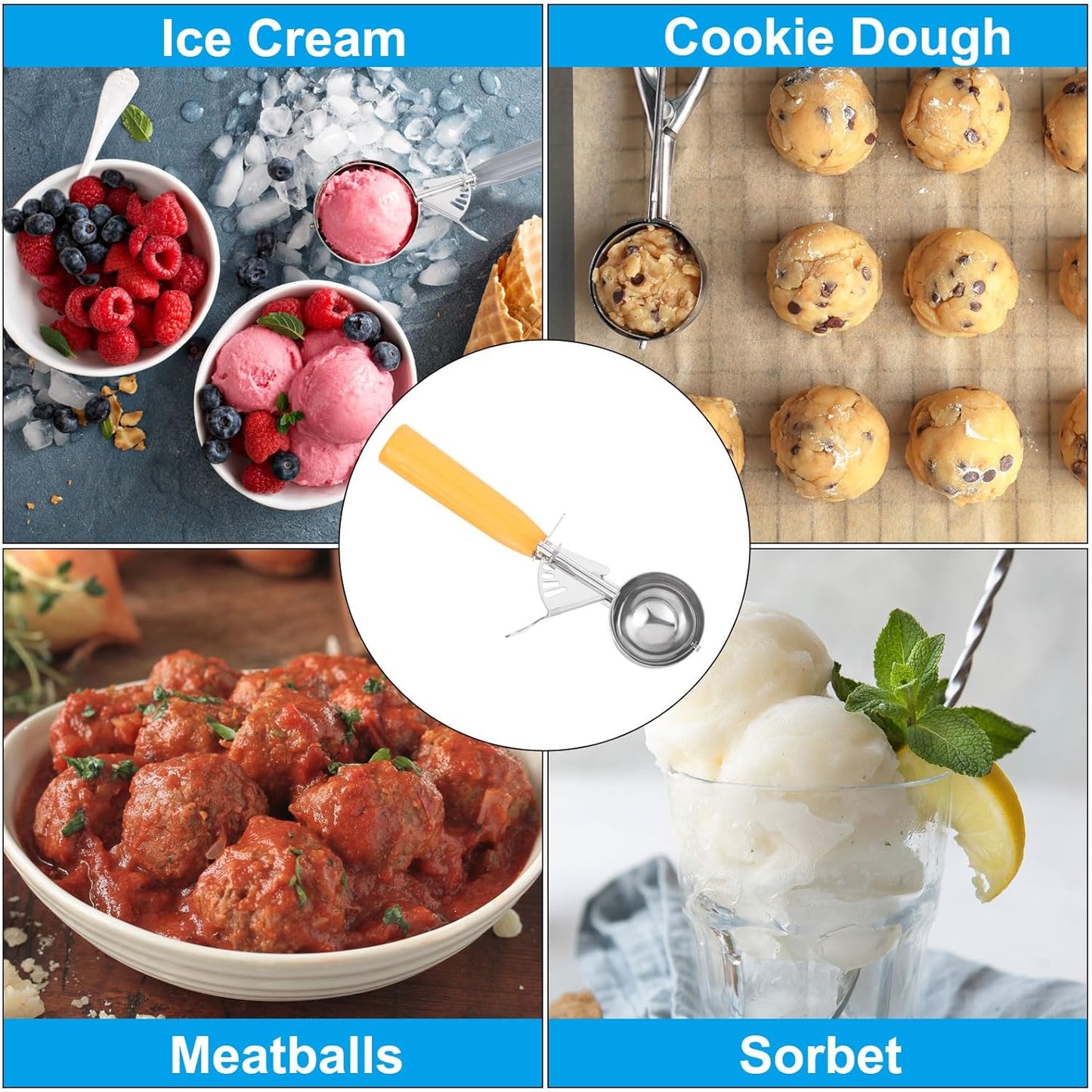PATIKIL 3/4 Ounce Ice Cream Scoop with Trigger, Stainless Steel Portion Cookie Scoop with Thumb Trigger for Cookie Dough Cupcake Batter Baking, Purple 22ML