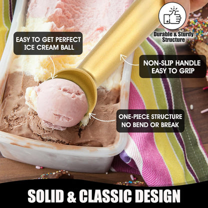 CUNSENR 7 inch Ice Cream Scoop - One-Piece Nonstick Aluminum Ice Cream Scooper - Professional Metal Ice Cream Spoon - Durable, Easy to Use & Clean - Lightweight Cookie Spoon - Scoop Ice Cream (Sliver)