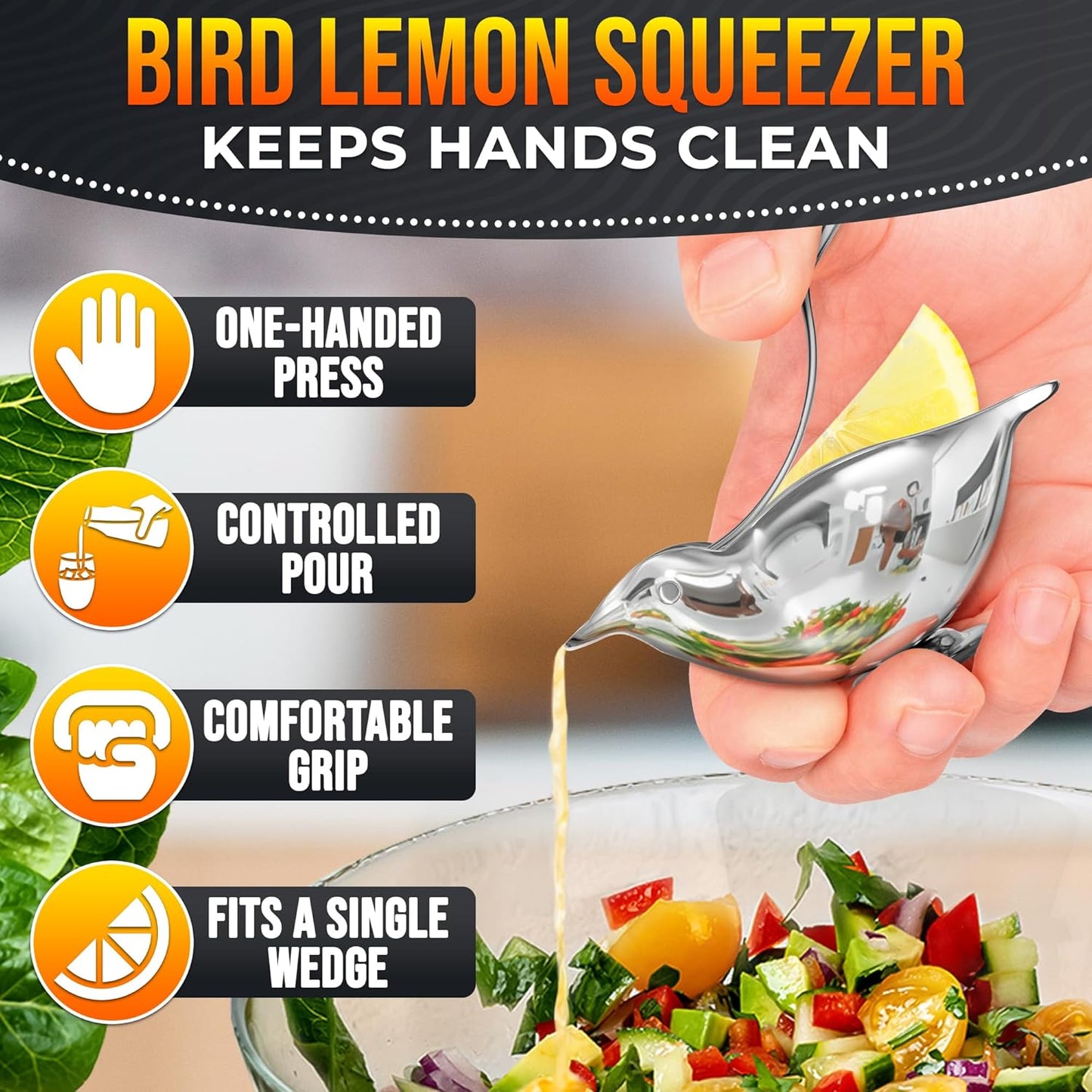 Hand Juicer Squeezer with Ergonomic Heavy Duty Handle – 20 oz Bowl Aluminum Lemon Juicer with Pour Spout for Mess-Free Pouring - Manual Citrus Press for Lemon, Orange, Lime, Grapefruit, Pomegranate