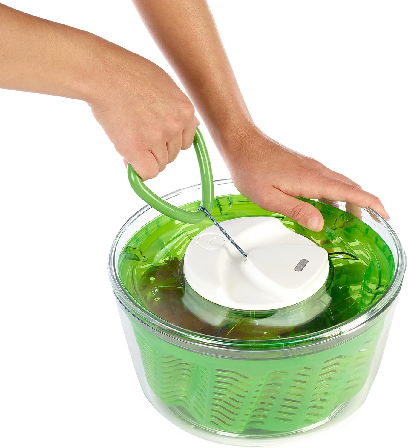 Zyliss Easy Spin 2 Salad Spinner, Large 6L Capacity, White, Unique AquaVent™ Technology, Retractable Cord and Brake System, Non-Slip Base, Easy Cleaning, Plastic