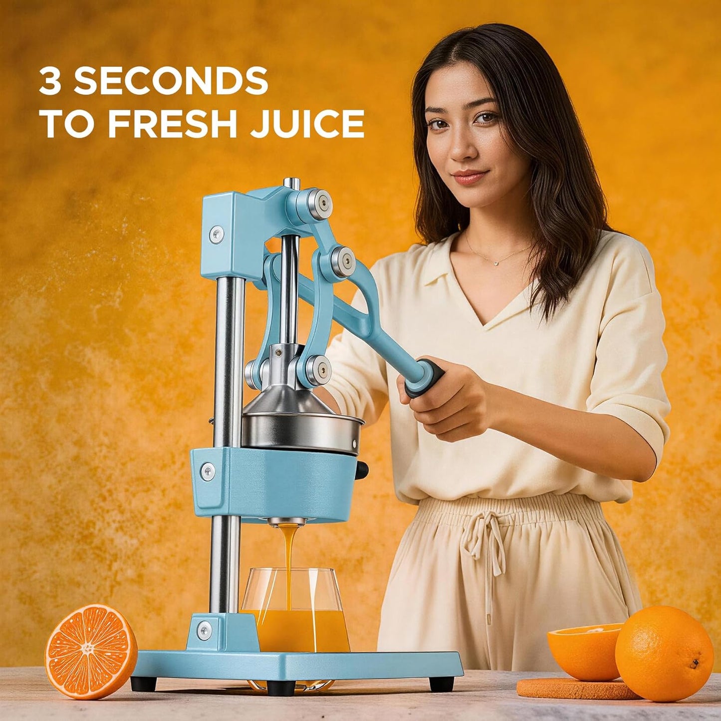 CO-Z Manual Citrus Juicer, Commercial Grade Cast Iron Orange Juicer, Professional Heavy Duty Juice Press with Removable Strainer, Manual Juice Extractor for Orange Lemon Pomegranate Citrus, Black