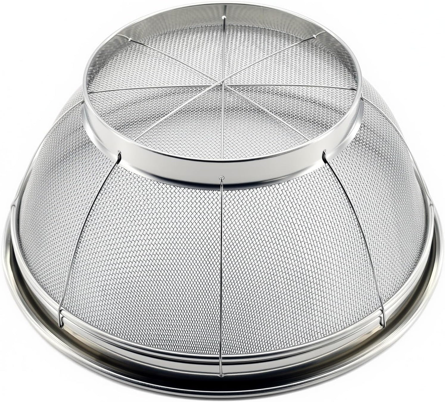 Fine Mesh Strainer for Kitchen, Stainless Steel Colander Bowl for Pasta, Rice, Fruit, Metal Net Baskets with Resting Base - Strain, Drain, Rinse