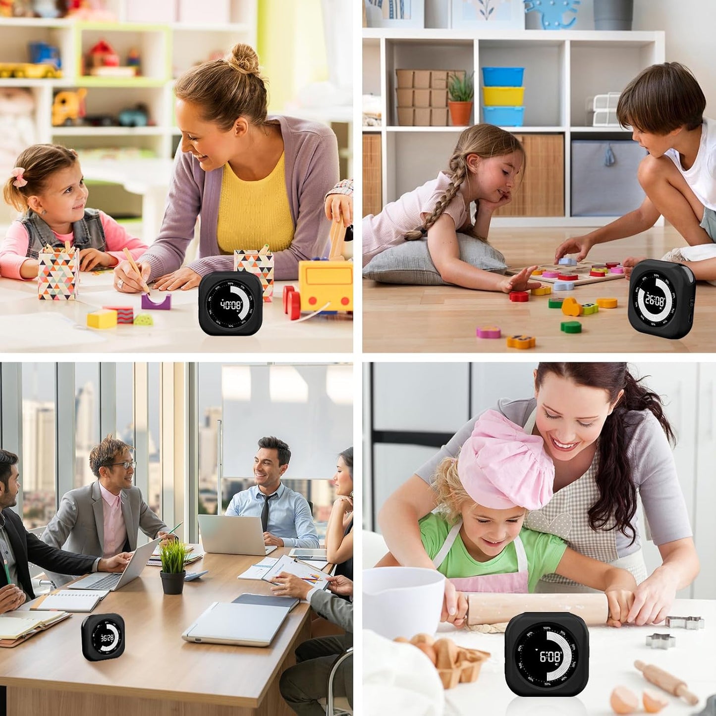 PERSUPER Visual Timer for Kids, 10 Hours Countdown/Up, with Rechargeable, 3 Volume Levels, 3 Brightness Display, and Magnetic, Homeschool Study Tool, Large Digital Timers for Classroom, Kitchen