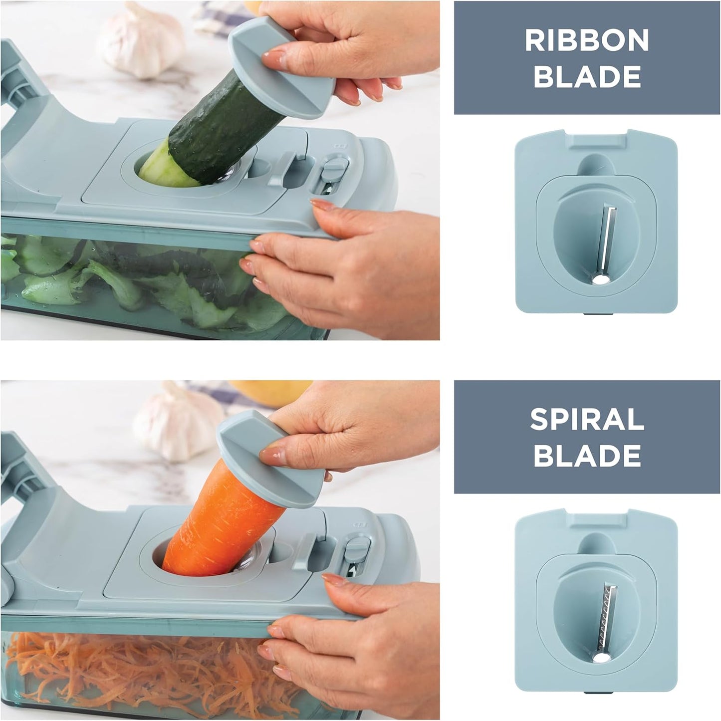 Cook with Color Vegetable Chopper - Multifunctional 11 in 1 Vegetable Chopper with Container - Food Chopper to Dice, Chop, Slice, Julienne and Spiralize, Charcoal