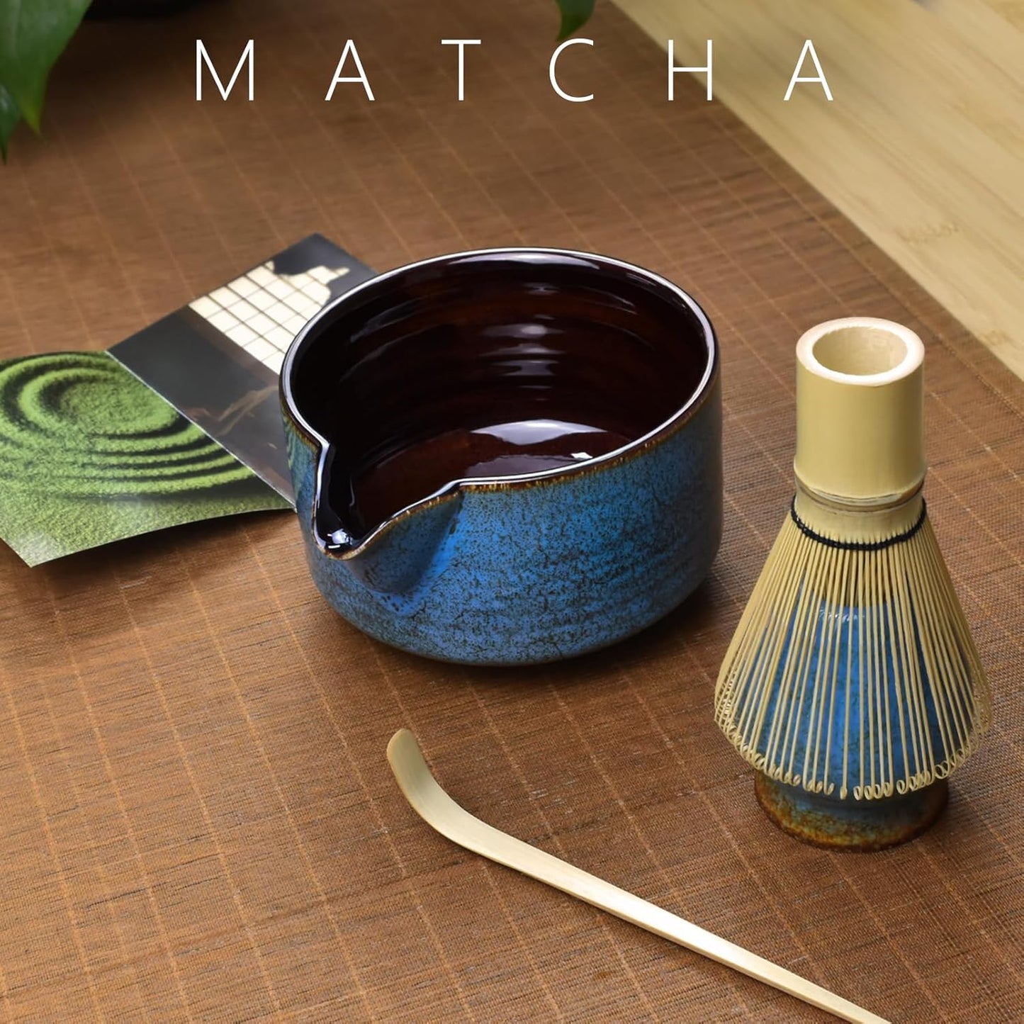 Artcome 7 Pcs Complete Matcha Ceremony Kit for Tea Ceremony, Bowl with Pouring Spout, Whisk, Tea Scoop, Matcha Powder Strainer, Matchatools For Making Usucha, Koicha and Matcha Latte (Black)