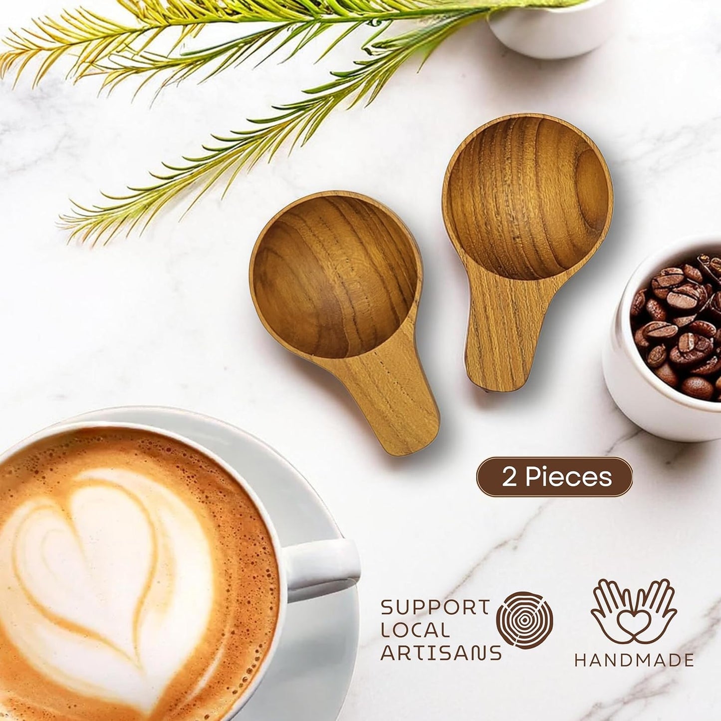 Wooden Coffee Spoon, Handmade Teak Wood Scoop for Ground Coffee, Beans and Tea 1 Tablespoon for Jars and Containers (1 Piece)