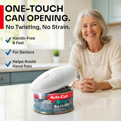 MUELLER HOME SmoothEdge Auto Electric Can Opener – Battery‑Operated One‑Touch w Magnet Lid Lifter – Portable Hands‑Free Automatic Can Openers for Seniors & Arthritis, Smooth‑Edge Cut Technology, Black