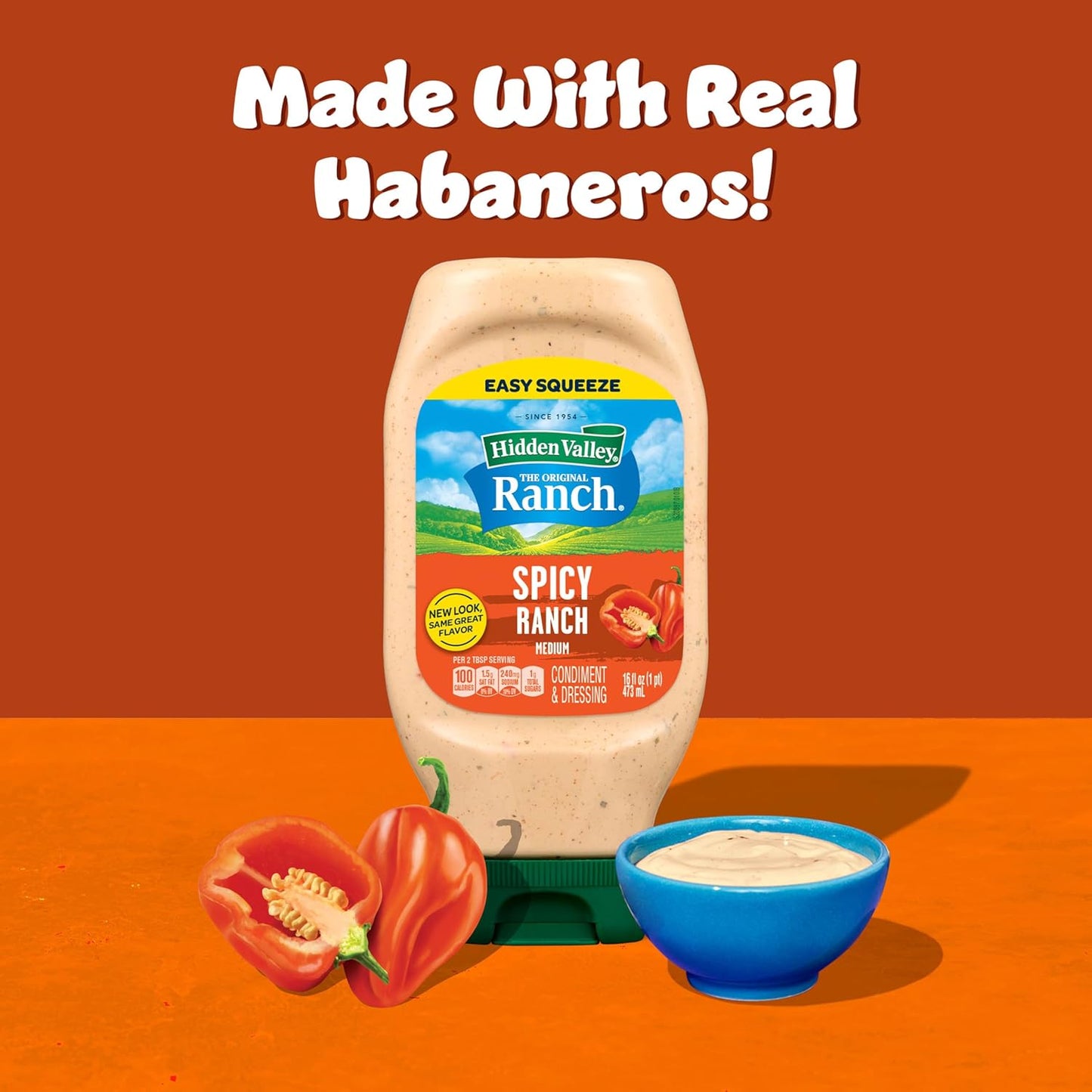Hidden Valley Spicy Ranch Condiment and Dressing, Easy Squeeze Bottle, 16 fl oz (Package May Vary)