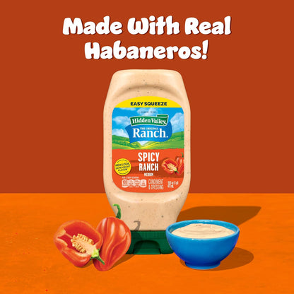 Hidden Valley Spicy Ranch Condiment and Dressing, Easy Squeeze Bottle, 16 fl oz (Package May Vary)
