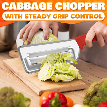 Cabbage Shredder with Dual Blade - Faster Coleslaw Prep in Minutes, Stainless Steel Cabbage Knife for Coleslaw & Salads, Lettuce Cutter for BBQ & Meal Prep, 11.8" Slicer, Ergonomic Non-Slip Handle