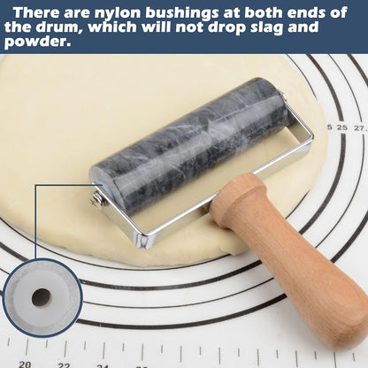 Tianman Small Marble Rolling Pin Pizza Roller, Marble Pastry Roller Non-Stick T-Type, For Cake Baking Tortilla Fudge Pizza Cookies and Other Kitchen Baking Cooking (Type 1 White).