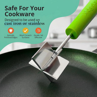 Stainless Steel Mini Meat Chopper & Masher | 6-Blade Ground Beef Chopper Tool | Small Hamburger Smasher | Compact Ergonomic Handle | Dishwasher Safe - 7" (Retro Orange Mini)