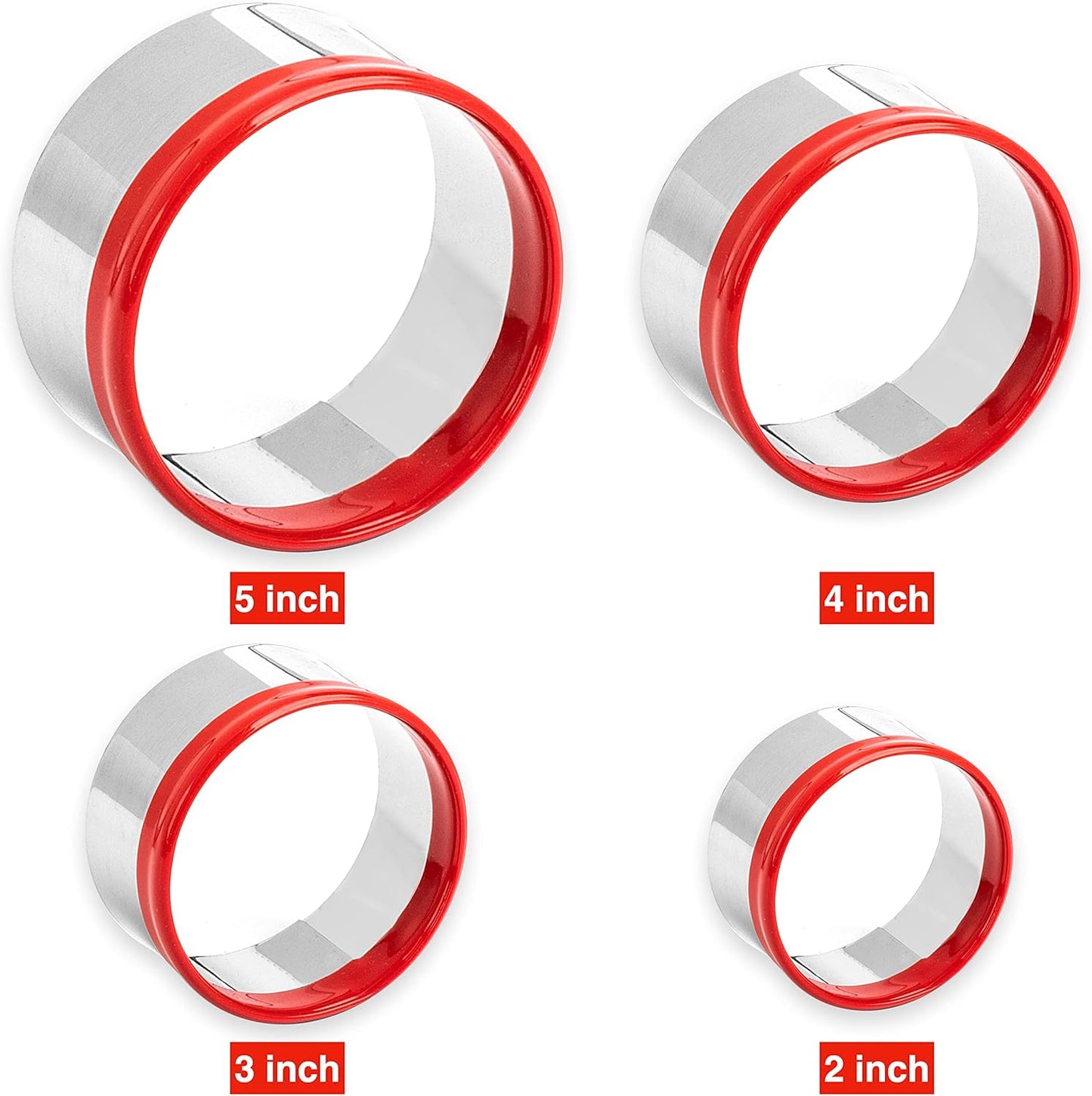 3Pcs Round Cookie Cutters 3", 4", 5", Circle Biscuit Cutter, Large Cookie Cutters, Small Cake Cutter, Dough Cutter, Unique Design with Protective Red Top PVC
