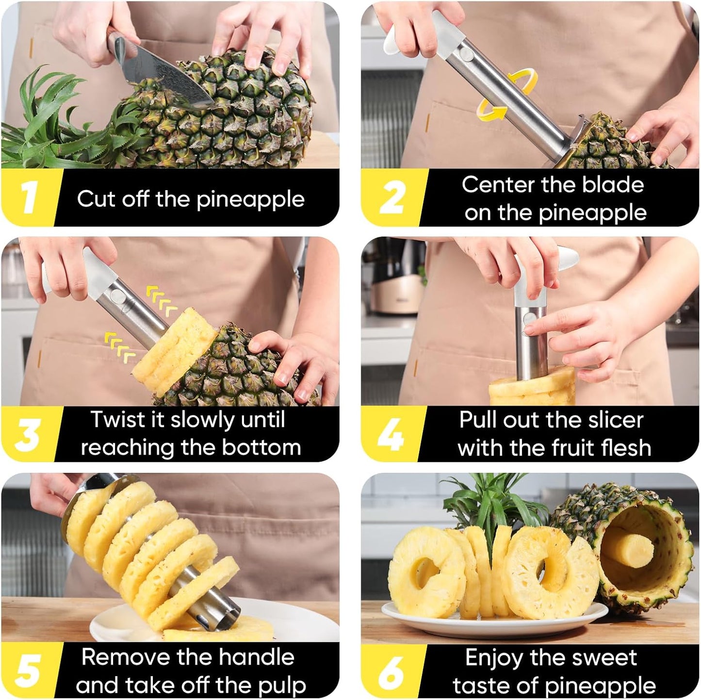 Pineapple Corer, [Upgraded, Reinforced, Thicker Blade] Newness Premium Pineapple Corer Remover, Stainless Steel Pineapple Core Tool for Home & Kitchen with Sharp Blade for Diced Fruit Ring (Blue)