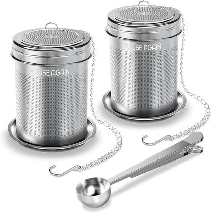 House Again Large Tea Infuser, Extra Fine Mesh Tea Strainers for Loose Tea, 18/8 Stainless Steel Tea Strainer with Extended Chain Hook, Tea Steeper for Brew Tea, Spices & Seasonings, for Multi Cups