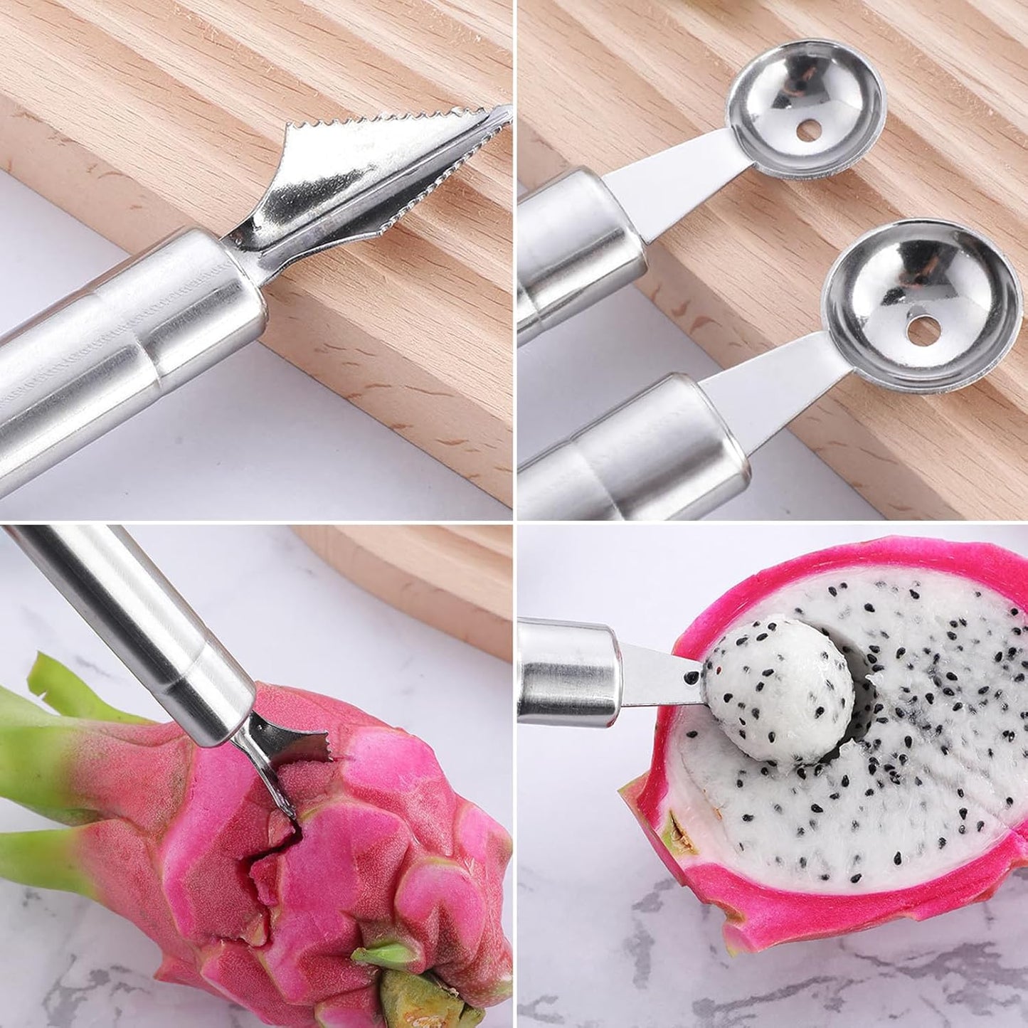 Fruit Carving Tools Set of 10 - Stainless Steel Vegetable Carving Knife, Melon Baller Scoop, Cutter Shapes Mold, DIY Knives for Home Kitchen