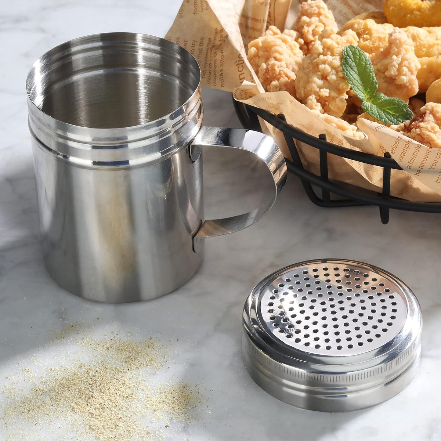 New Star Foodservice 28478 Stainless Steel Dredge Shaker, 10-Ounce, Set of 2