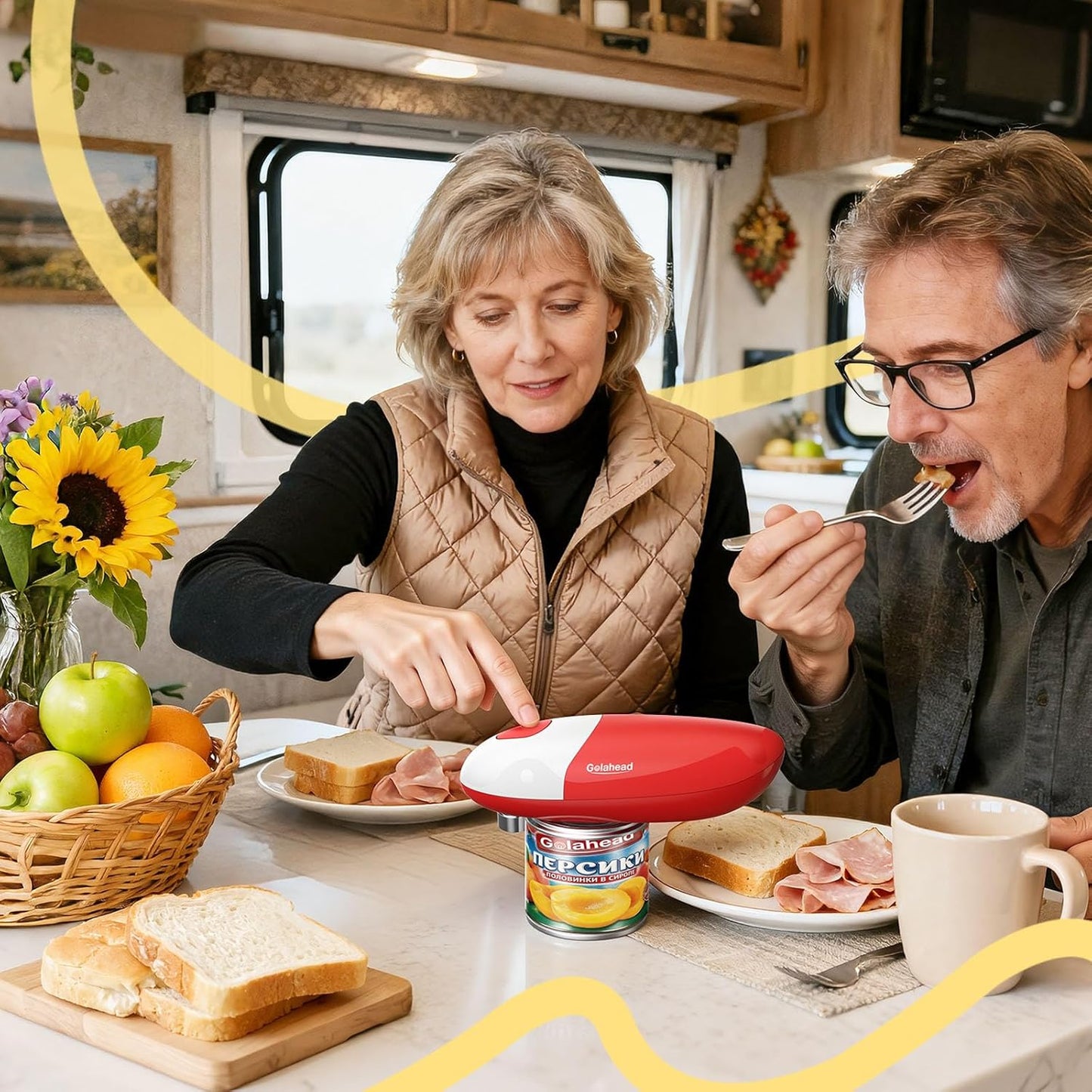 Hands Free Electric Can Opener for Seniors with Arthritis, Automatic Handheld Battery-Operated Kitchen Appliance Gift Easy Side Cut All Can Sizes with Smooth Edge, hand-Safe and kitchen Gadget