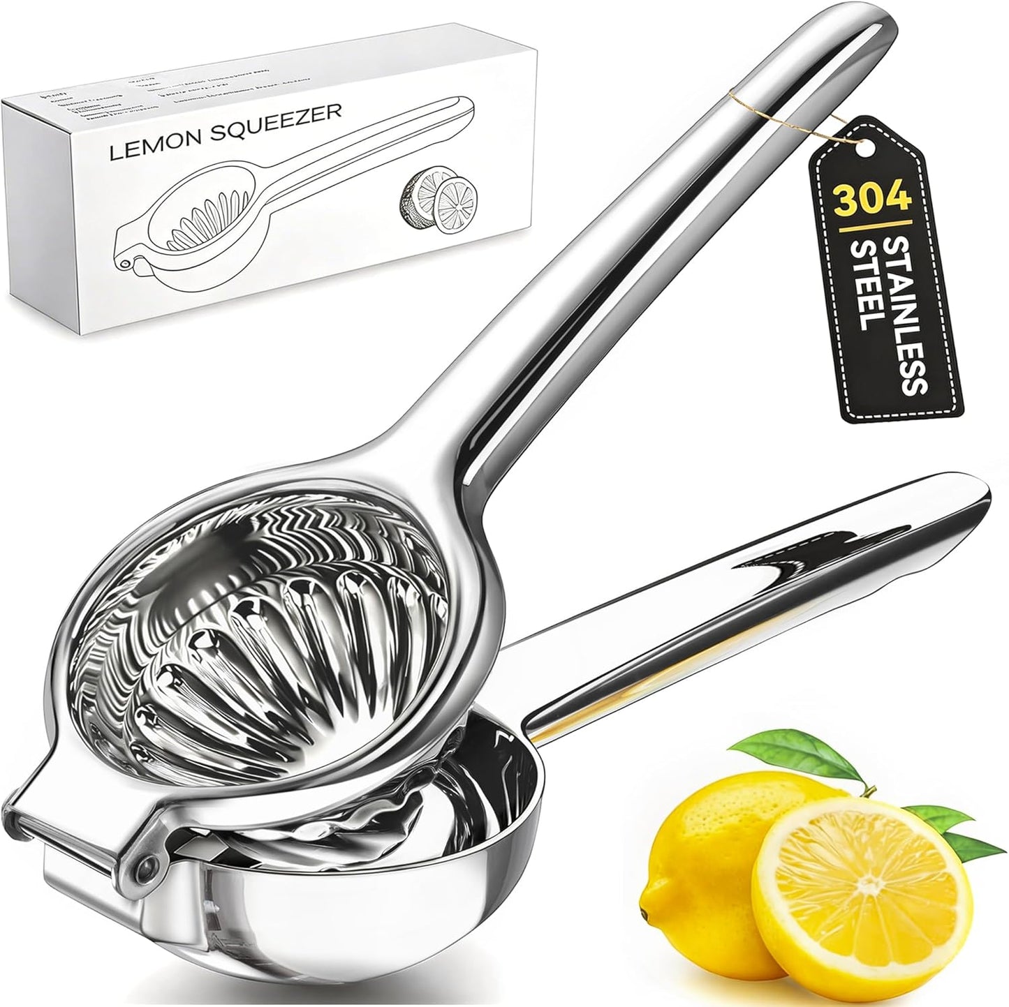Lemon Squeezer, Sopito All 304 Stainless Steel Lemon Juicer Heavy Duty Large Citrus Juicer Hand Press Lime Squeezer for Seedless Juicing, Non-Slip Grip