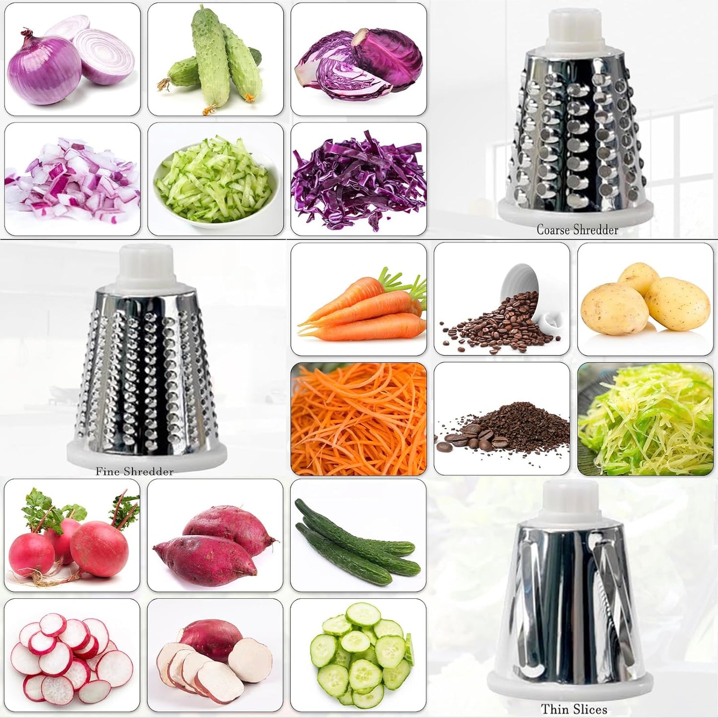 YOUCZON Rotary Cheese Grater Multi-Purpose Stainless Steel Cheese Shredder - Cheese Grater With Handle Effortless Grating of Carrots, Potatoes, Vegetables, and Fruits (Red)
