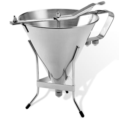 Stainless Steel Confectionery Funnel Dispenser with Precision Nozzles – Includes 1/8", 1/4", and 1/3" Tips – Ideal for Chocolate, Sauces, Batter, and Pastry Work