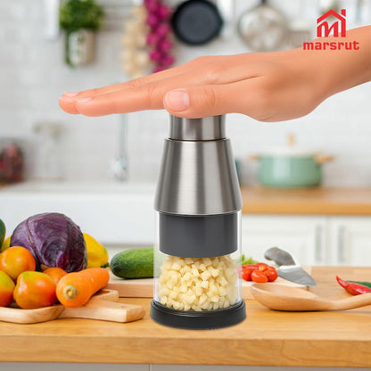 Pressed Garlic Chopper Stainless Steel, Mini Manual Masher Crusher, Multifunctional Handheld Pressure Choppers Aid, Hard Compact Mincing Dicer Press Purpose for Kitchen Food Vegetable Onion, Silver