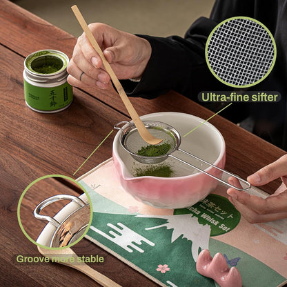Clay&Fire Matcha Whisk Set, 9 pcs Ceramic Matcha Set, Gifts for Women,Matcha Bowl with Spout and Whisk, Matcha Kit for Matcha Lovers, Gift Mother's Day, Birthday, Anniversary