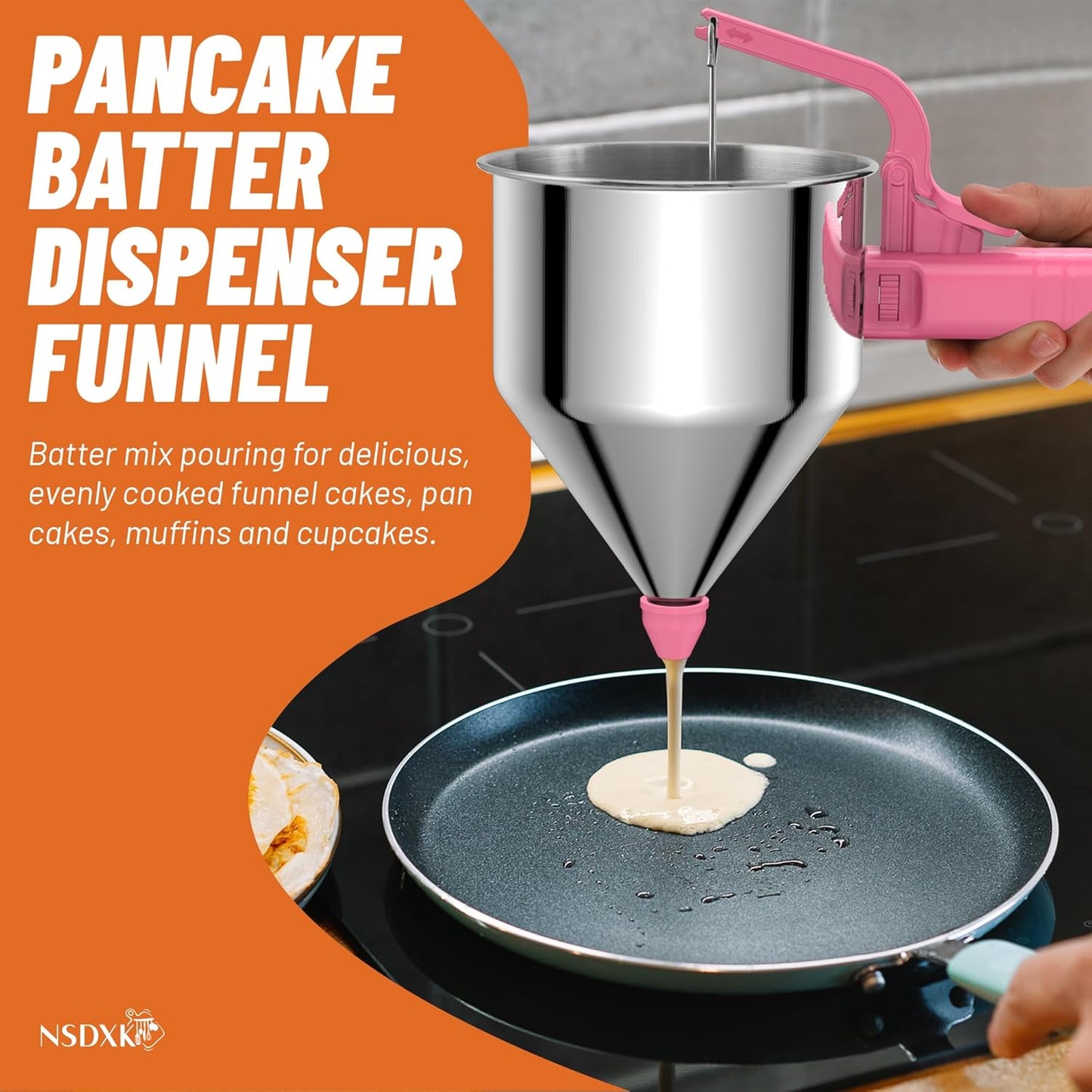 40oz Pancake Batter Dispenser, Stainless Steel Cake Dispenser with Stand, Great for Pancakes, Cupcake, Waffle or Any Baked Goods, Durable, Leak-Free, Space Gray