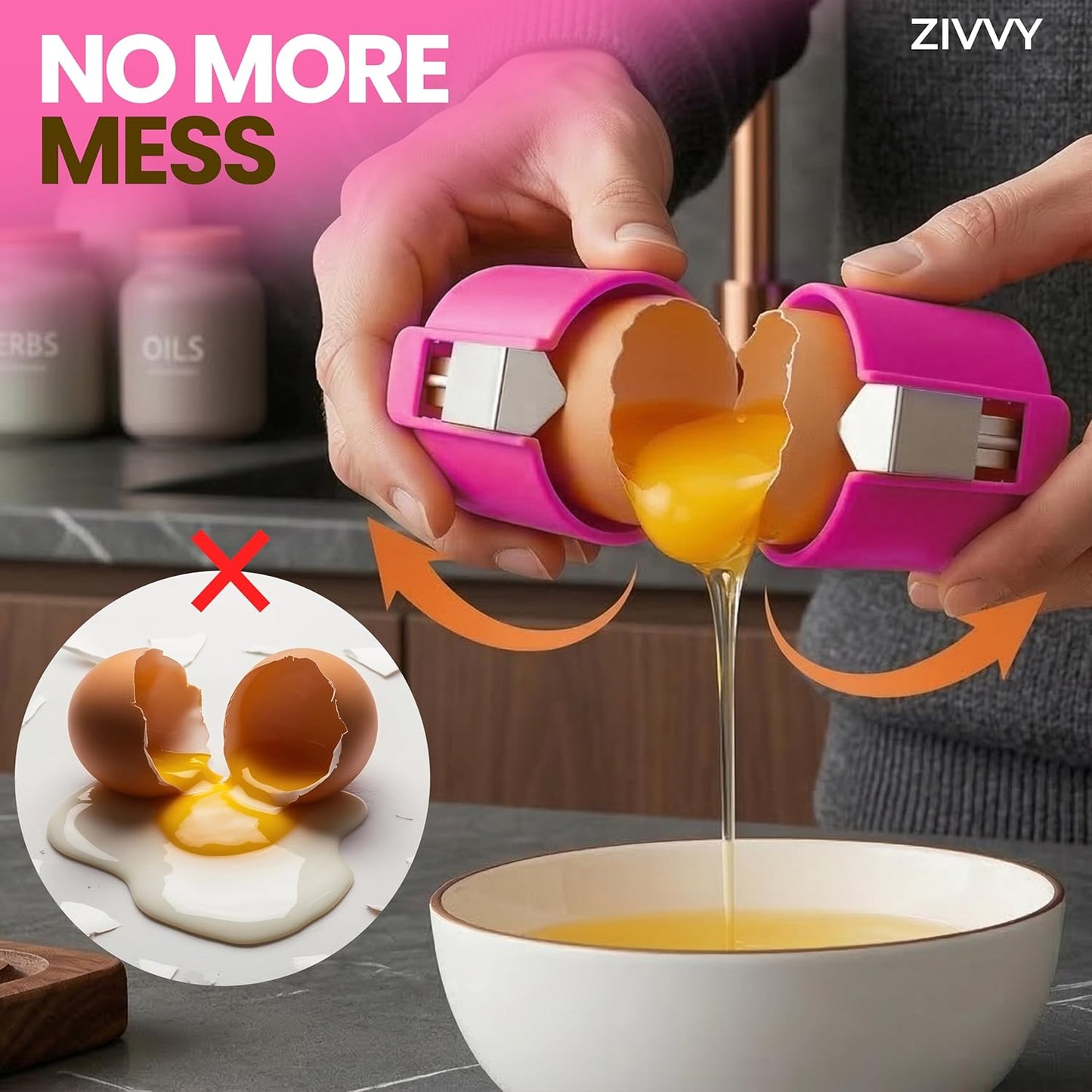 Egg Cracker & Egg Peeler Tool for Hard Boiled Eggs - Egg Shell Opener for Clean Boiled Egg Peeling - Egg Opener & Kitchen Gadget for No Mess Breakfast & Meal Prep (Yellow)