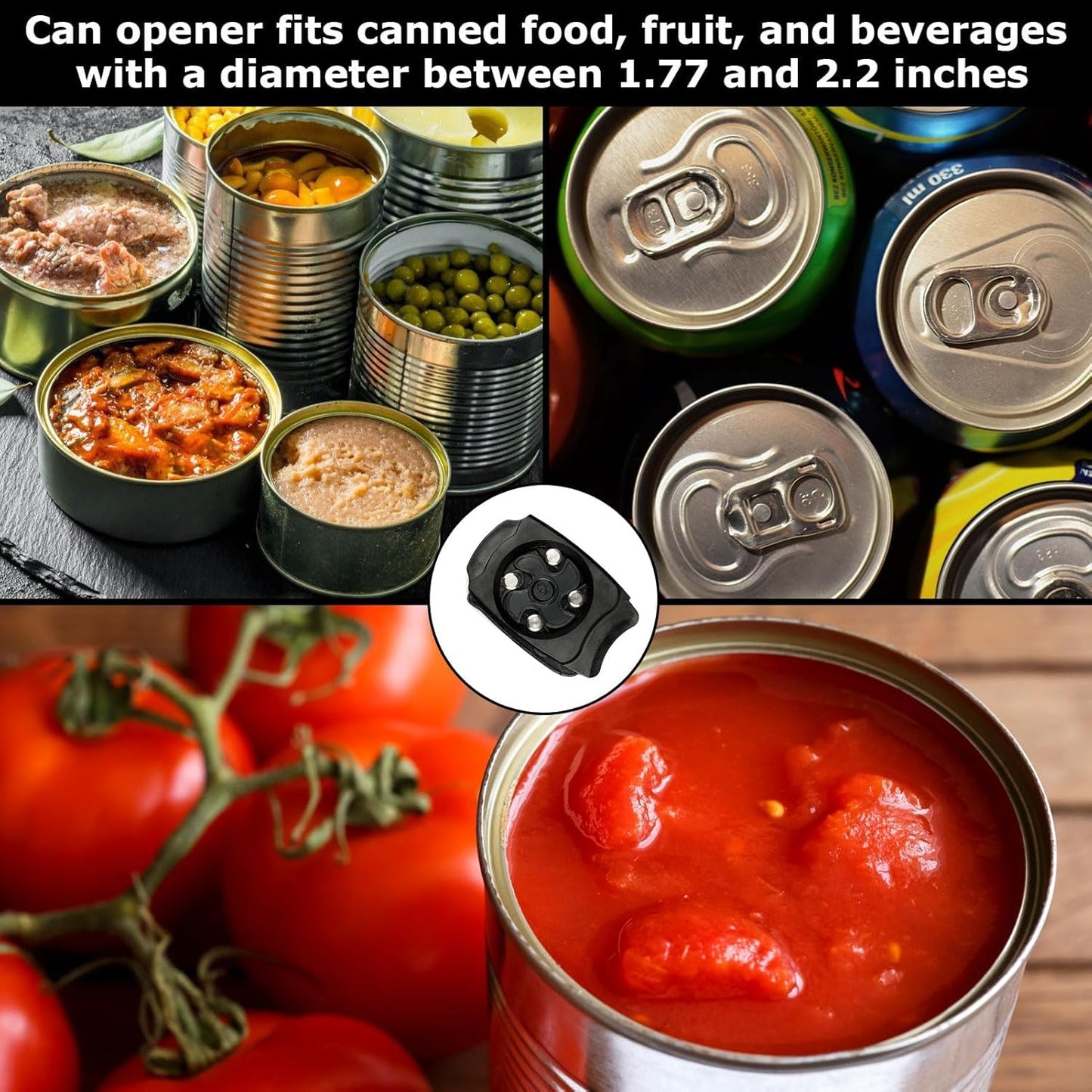 2 Pcs Beer Can Top Remover,Beer Can Opener,Manual Side Can Opener,Aluminum Lid Soda Can Top Remover,Can Cutter Top Remover,Soda Can Opener For Beer, Canned Goods, Cans (Black)